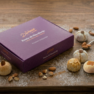 Cofanetto con 12 paste di mandorla siciliane assortite.