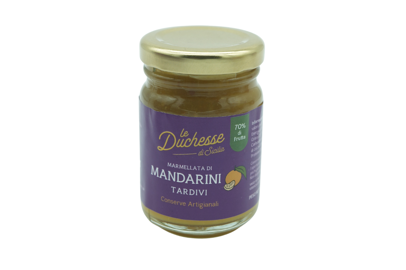 Marmellata di Mandarini Tardivi coltivati in Sicilia conservati in vaso di vetro da 90 gr.